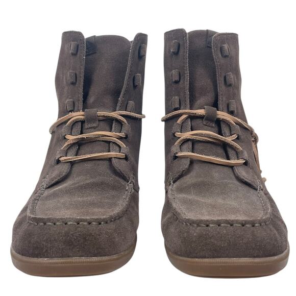 Sperry Coil Hook Moccasin Ankle Boots Suede Dark Brown Size 8.5M - Picture 2 of 9